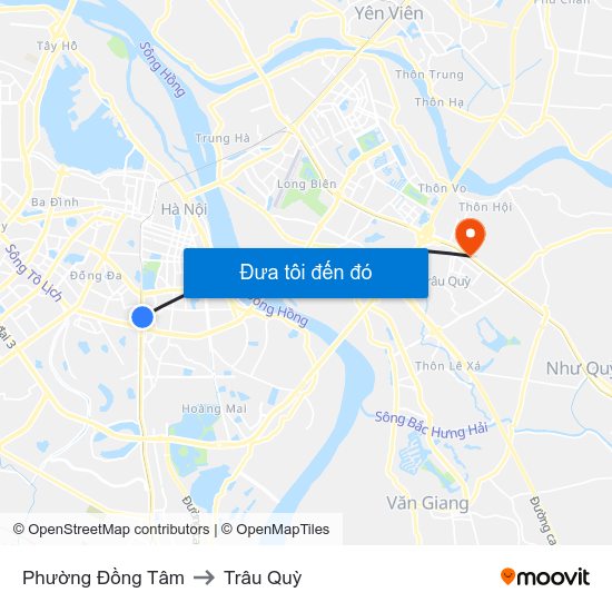 Phường Đồng Tâm to Trâu Quỳ map