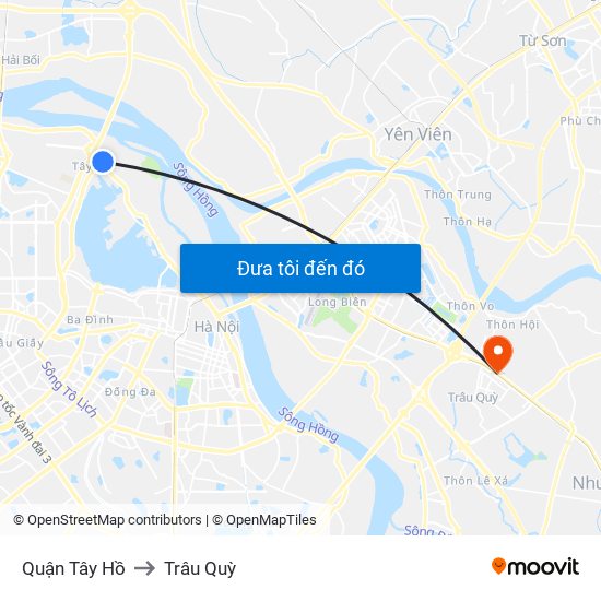 Quận Tây Hồ to Trâu Quỳ map