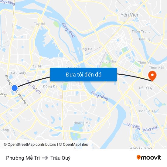 Phường Mễ Trì to Trâu Quỳ map