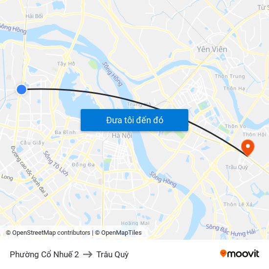 Phường Cổ Nhuế 2 to Trâu Quỳ map