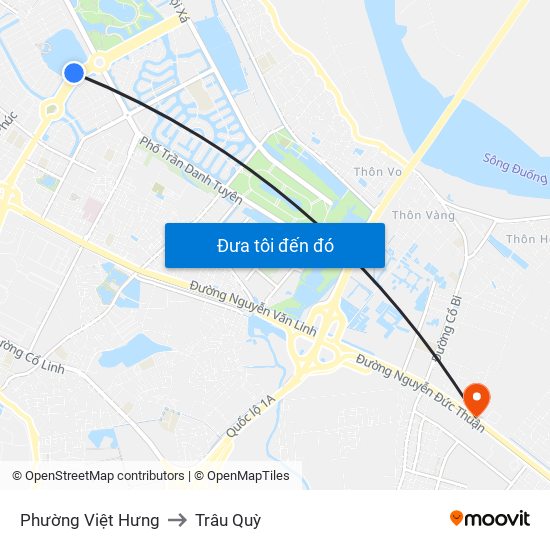 Phường Việt Hưng to Trâu Quỳ map