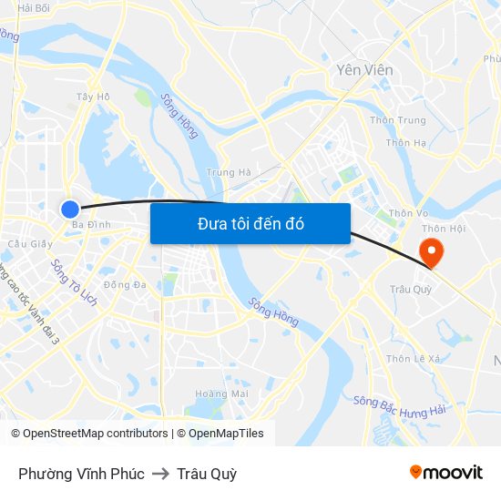 Phường Vĩnh Phúc to Trâu Quỳ map