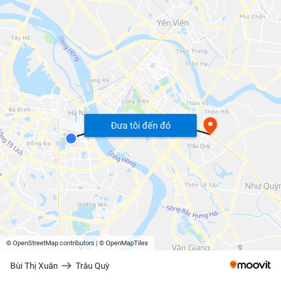 Bùi Thị Xuân to Trâu Quỳ map
