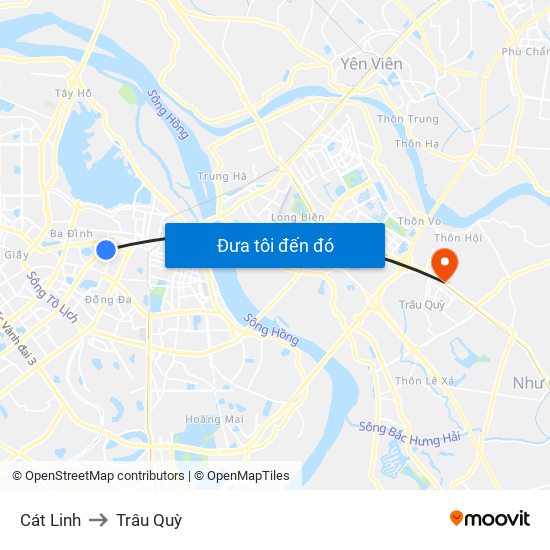 Cát Linh to Trâu Quỳ map