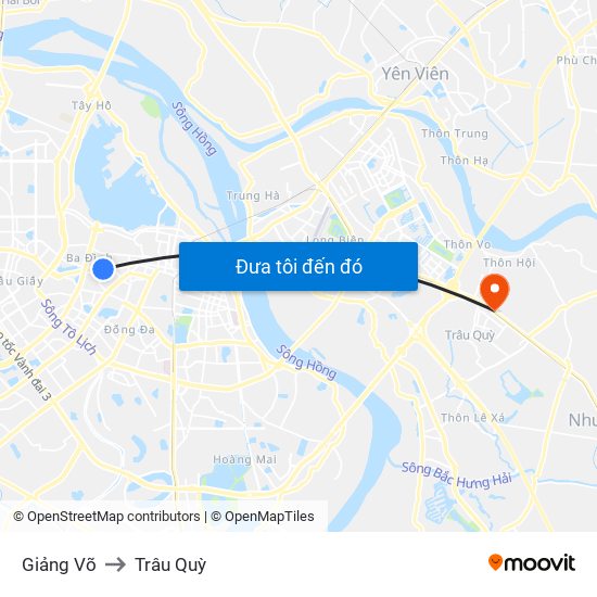 Giảng Võ to Trâu Quỳ map