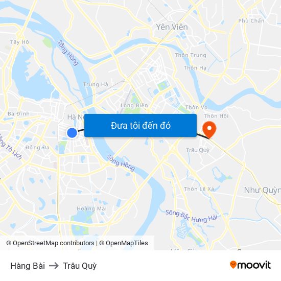 Hàng Bài to Trâu Quỳ map