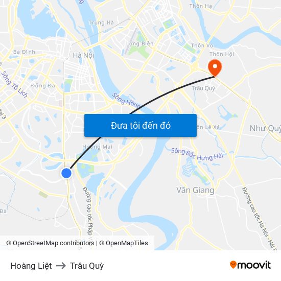 Hoàng Liệt to Trâu Quỳ map