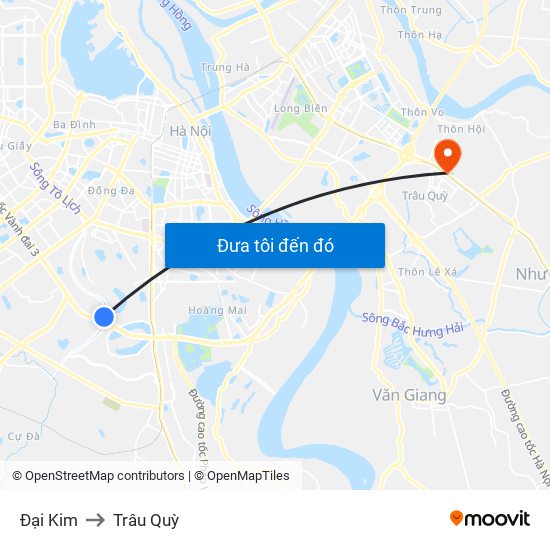 Đại Kim to Trâu Quỳ map