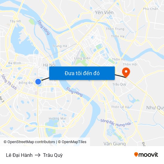 Lê Đại Hành to Trâu Quỳ map