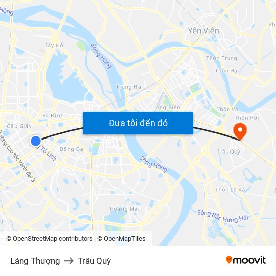 Láng Thượng to Trâu Quỳ map