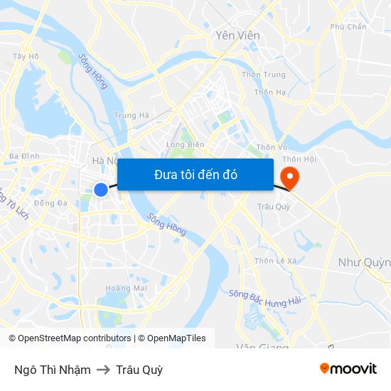 Ngô Thì Nhậm to Trâu Quỳ map