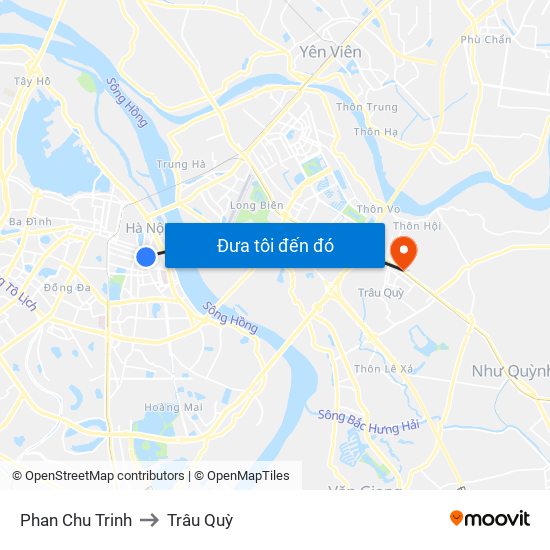 Phan Chu Trinh to Trâu Quỳ map