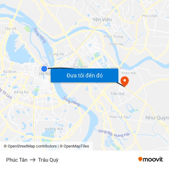 Phúc Tân to Trâu Quỳ map