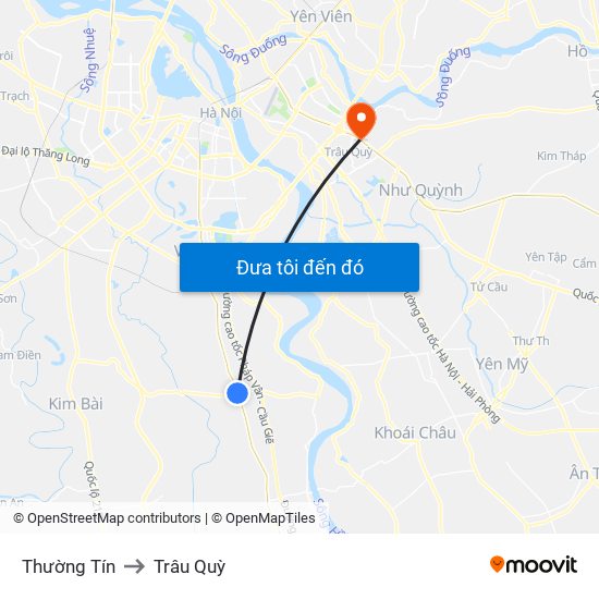 Thường Tín to Trâu Quỳ map