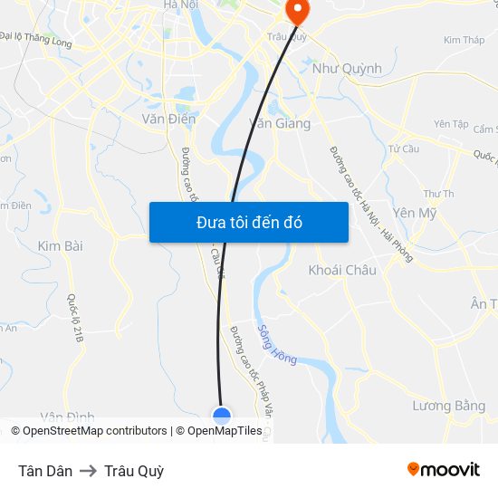 Tân Dân to Trâu Quỳ map