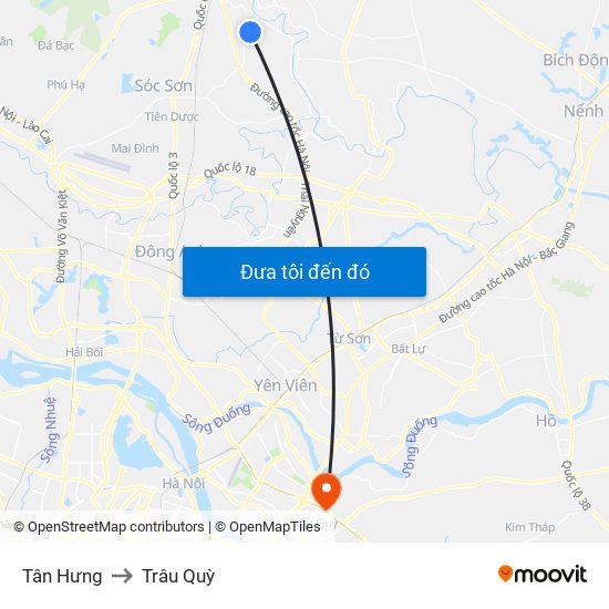 Tân Hưng to Trâu Quỳ map