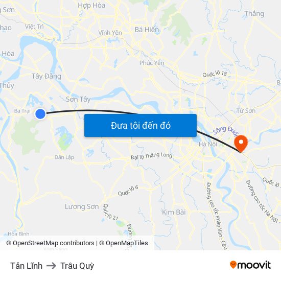 Tản Lĩnh to Trâu Quỳ map