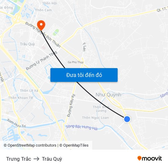 Trưng Trắc to Trâu Quỳ map