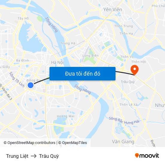 Trung Liệt to Trâu Quỳ map