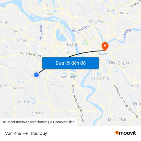 Văn Khê to Trâu Quỳ map