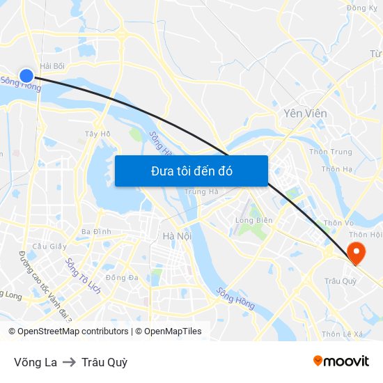 Võng La to Trâu Quỳ map