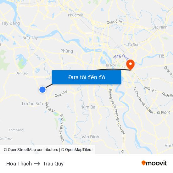Hòa Thạch to Trâu Quỳ map