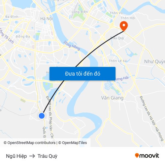 Ngũ Hiệp to Trâu Quỳ map