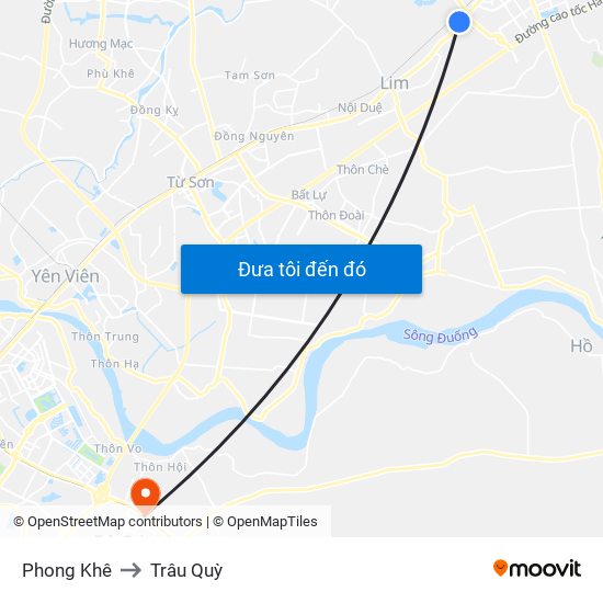 Phong Khê to Trâu Quỳ map