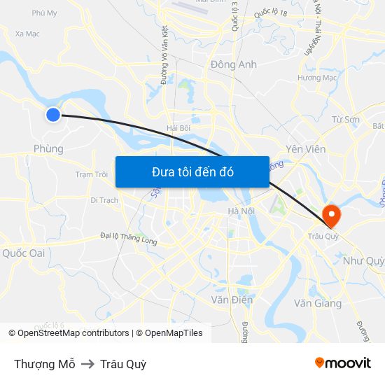 Thượng Mỗ to Trâu Quỳ map