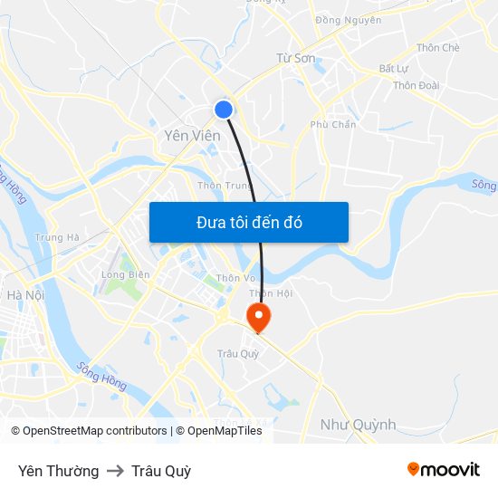 Yên Thường to Trâu Quỳ map