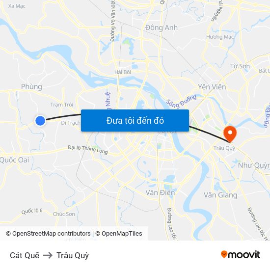 Cát Quế to Trâu Quỳ map