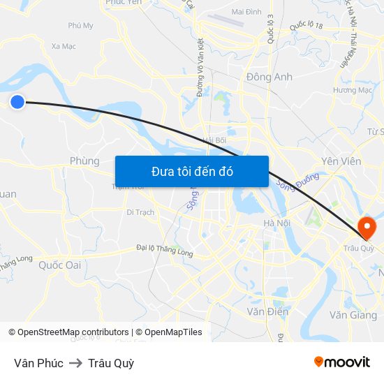 Vân Phúc to Trâu Quỳ map