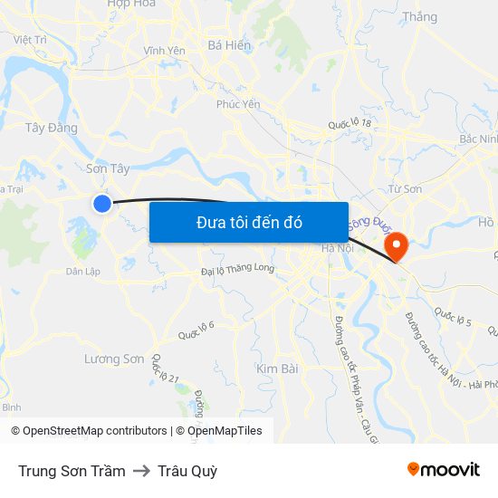 Trung Sơn Trầm to Trâu Quỳ map
