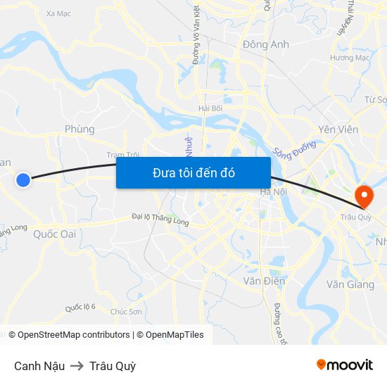 Canh Nậu to Trâu Quỳ map