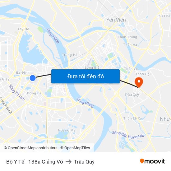 Bộ Y Tế - 138a Giảng Võ to Trâu Quỳ map