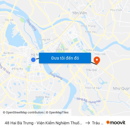 48 Hai Bà Trưng - Viện Kiểm Nghiệm Thuốc Trung Ương to Trâu Quỳ map