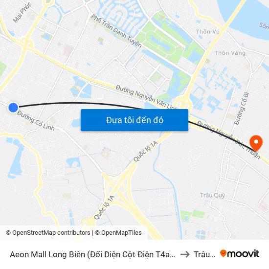 Aeon Mall Long Biên (Đối Diện Cột Điện T4a/2a-B Đường Cổ Linh) to Trâu Quỳ map