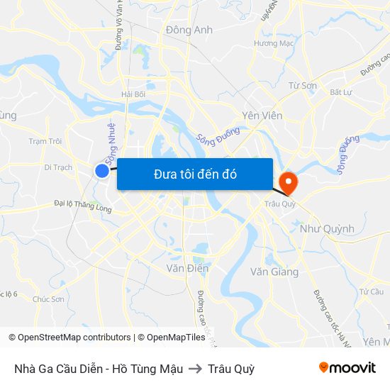 Nhà Ga Cầu Diễn - Hồ Tùng Mậu to Trâu Quỳ map