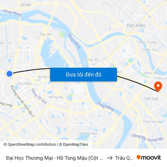 Đại Học Thương Mại - Hồ Tùng Mậu (Cột Sau) to Trâu Quỳ map