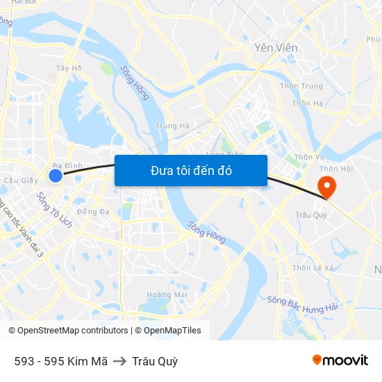 593 - 595 Kim Mã to Trâu Quỳ map