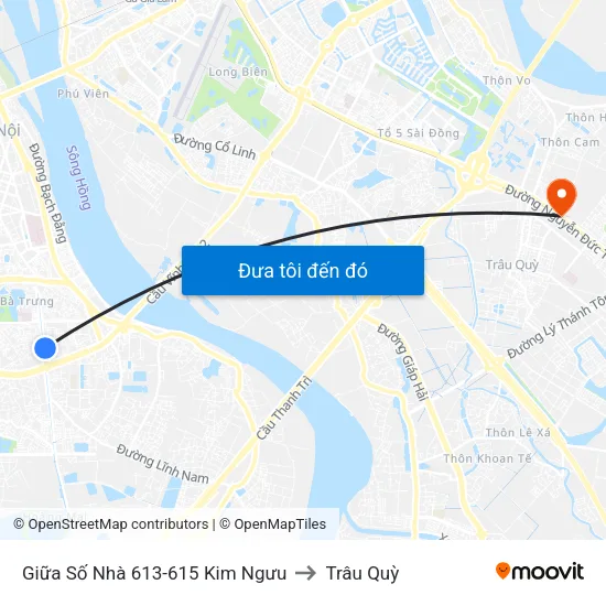 Giữa Số Nhà 613-615 Kim Ngưu to Trâu Quỳ map