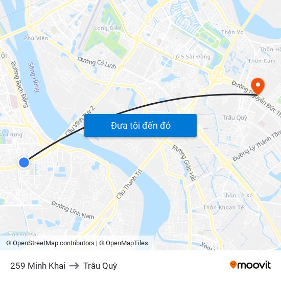 259 Minh Khai to Trâu Quỳ map