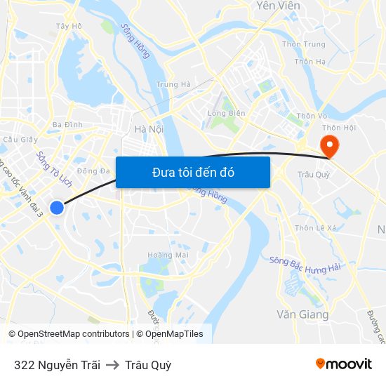 322 Nguyễn Trãi to Trâu Quỳ map