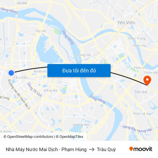 Nhà Máy Nước Mai Dịch - Phạm Hùng to Trâu Quỳ map