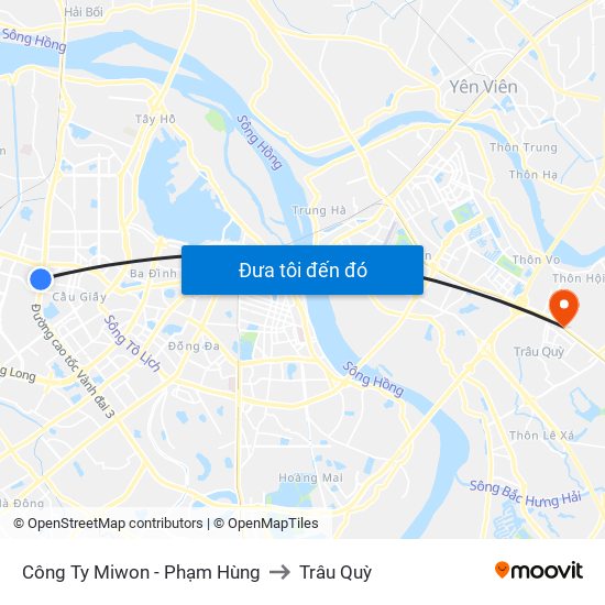 Công Ty Miwon - Phạm Hùng to Trâu Quỳ map