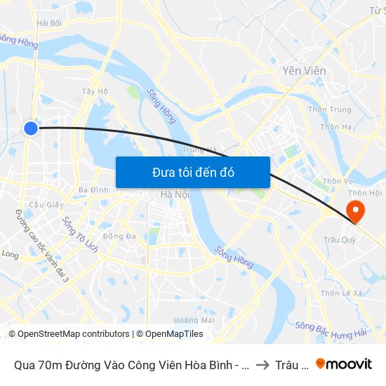 Qua 70m Đường Vào Công Viên Hòa Bình - Phạm Văn Đồng to Trâu Quỳ map