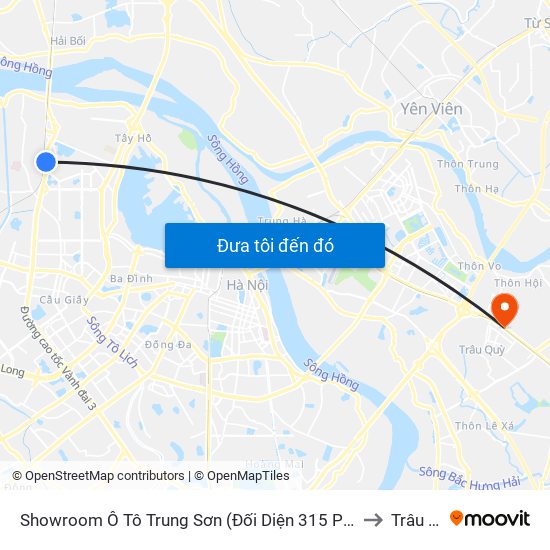 Showroom Ô Tô Trung Sơn (Đối Diện 315 Phạm Văn Đồng) to Trâu Quỳ map