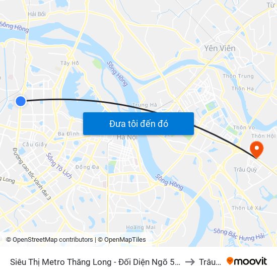 Siêu Thị Metro Thăng Long - Đối Diện Ngõ 599 Phạm Văn Đồng to Trâu Quỳ map