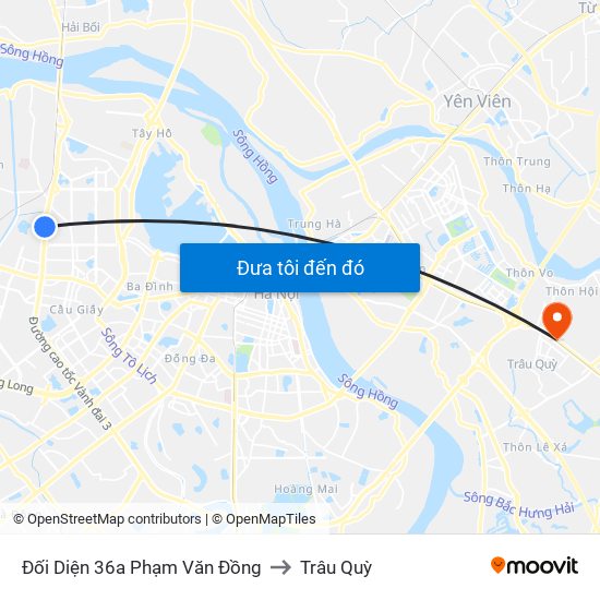 Đối Diện 36a Phạm Văn Đồng to Trâu Quỳ map