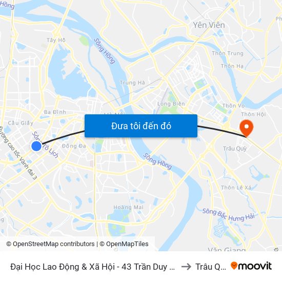 Đại Học Lao Động & Xã Hội - 43 Trần Duy Hưng to Trâu Quỳ map